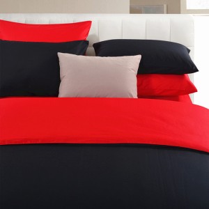 Pure Damask 300 TC Egyptian Cotton Sateen Solid Color BedSets [All Sizes] CSB-105 Hot Red & Black